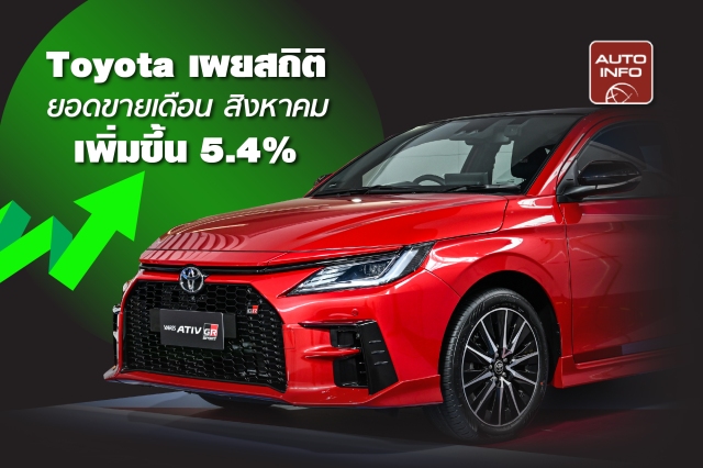 Toyota เผยสถิติตลาดรถยนต์เดือนสิงหาคม ยอดขาย 47,622 คัน เพิ่มขึ้น 5.4 % Toyota ยังครองแชมพ์ยอดขายอันดับหนึ่ง ด้วยส่วนแบ่งตลาด 8 เดือนแรกที่ 37.3 %
